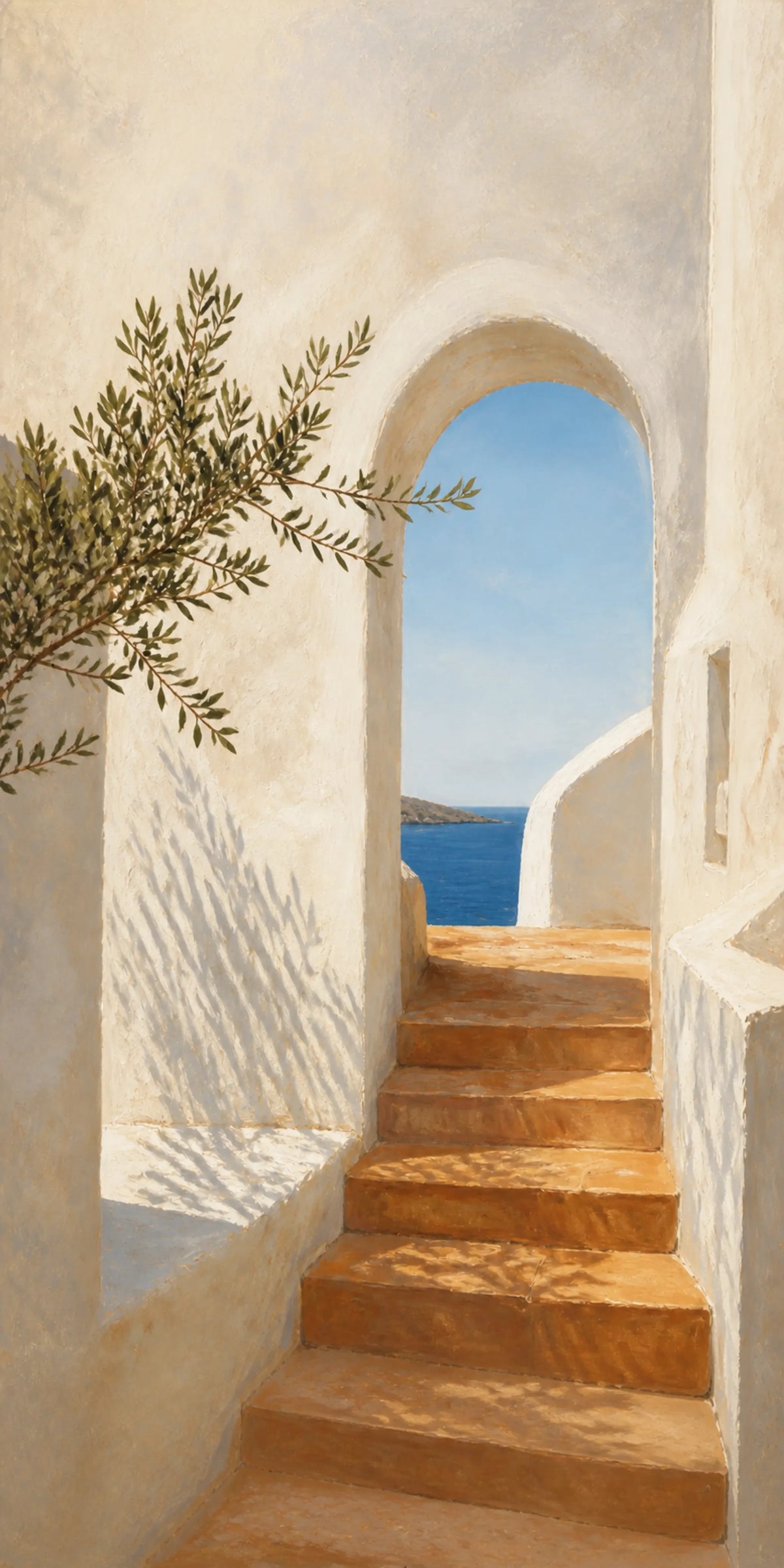 Sunlit Passage Floating Frame Canvas Wall Art - Portrait - 40W x 50H cm - Black
