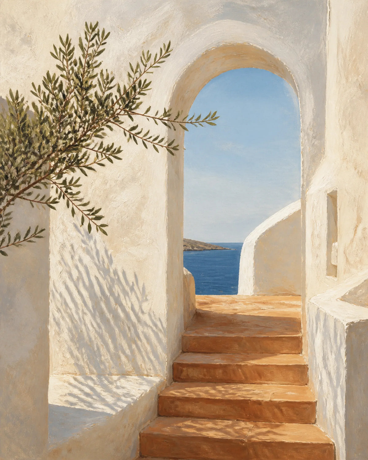 Sunlit Passage Floating Frame Canvas Wall Art - Portrait - 60W x 80H cm - White