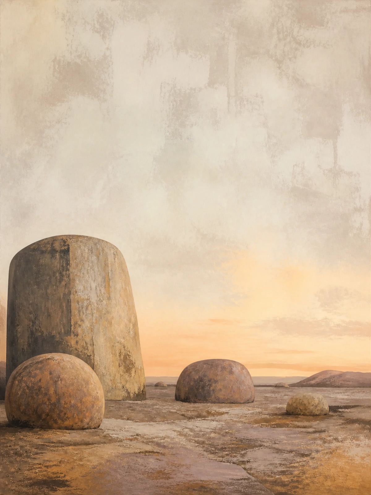 Stone and Sky Floating Frame Canvas Wall Art - Portrait - 60W x 120H cm - Black