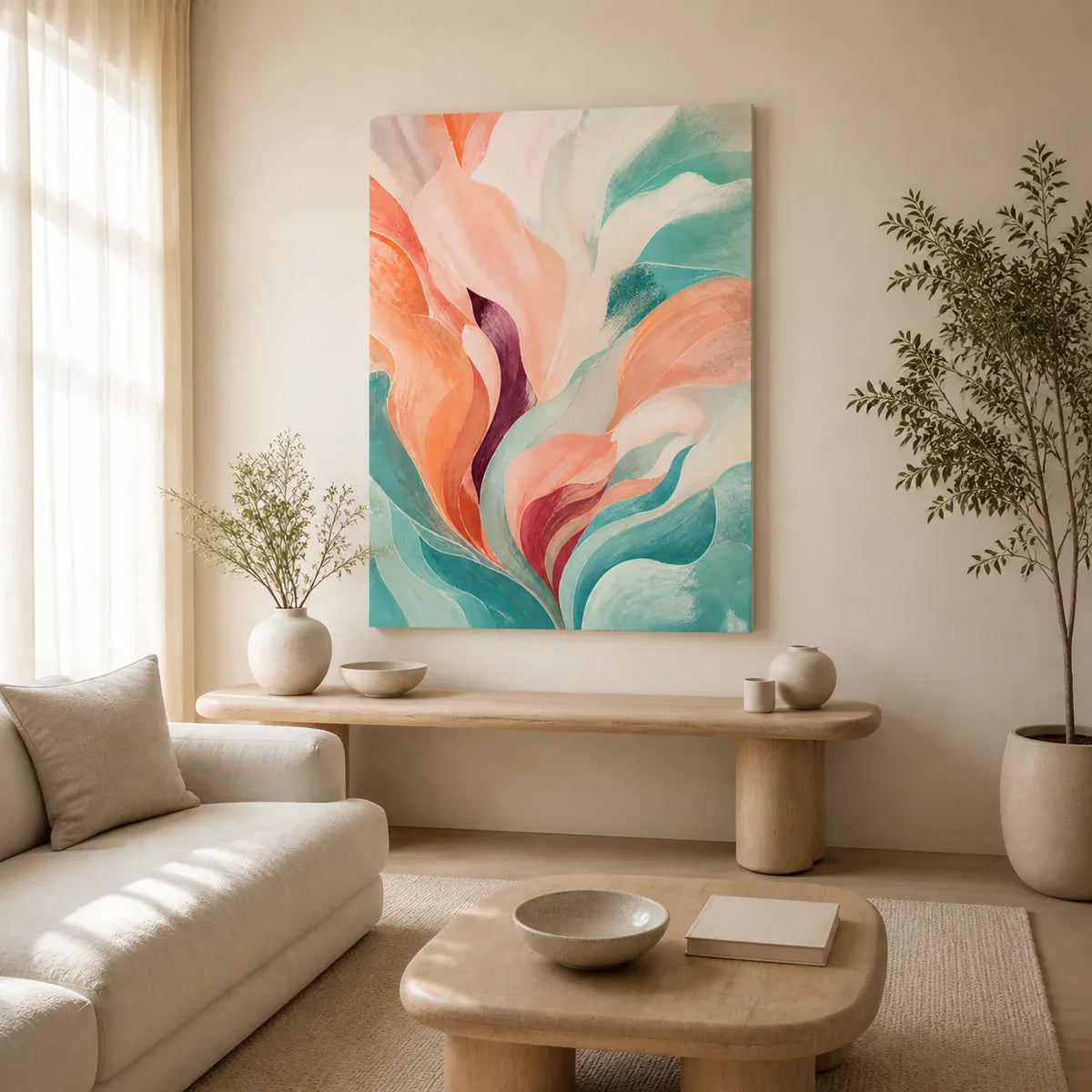 Tidal Bloom Stretched Canvas Wall Art - Portrait - 60W x 120H cm