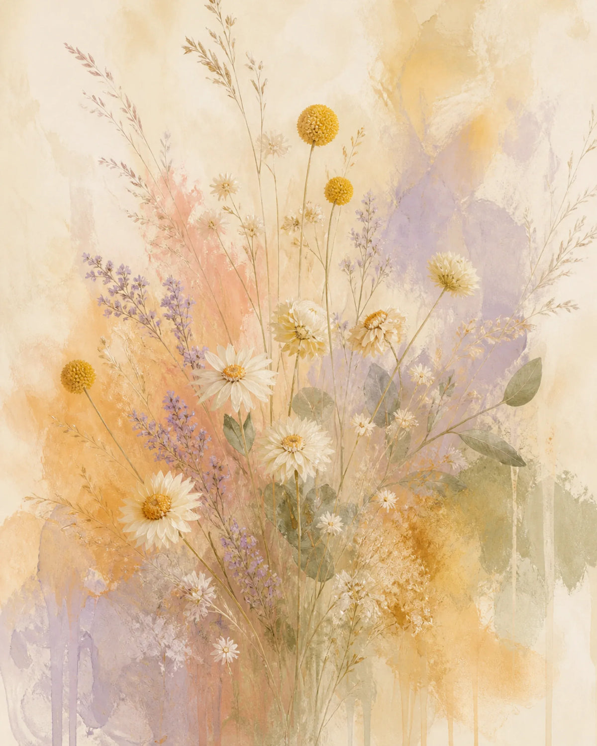 Wildflower Veil Floating Frame Canvas Wall Art - Portrait - 40W x 50H cm - Black