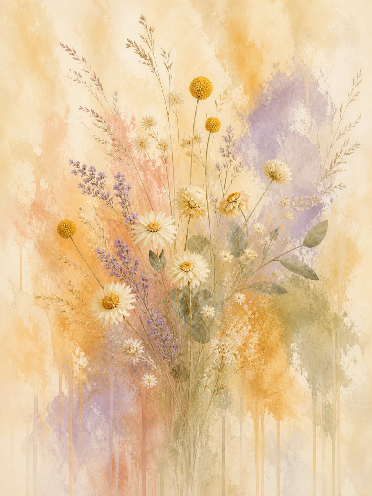 Wildflower Veil Floating Frame Canvas Wall Art - Portrait - 40W x 50H cm - White