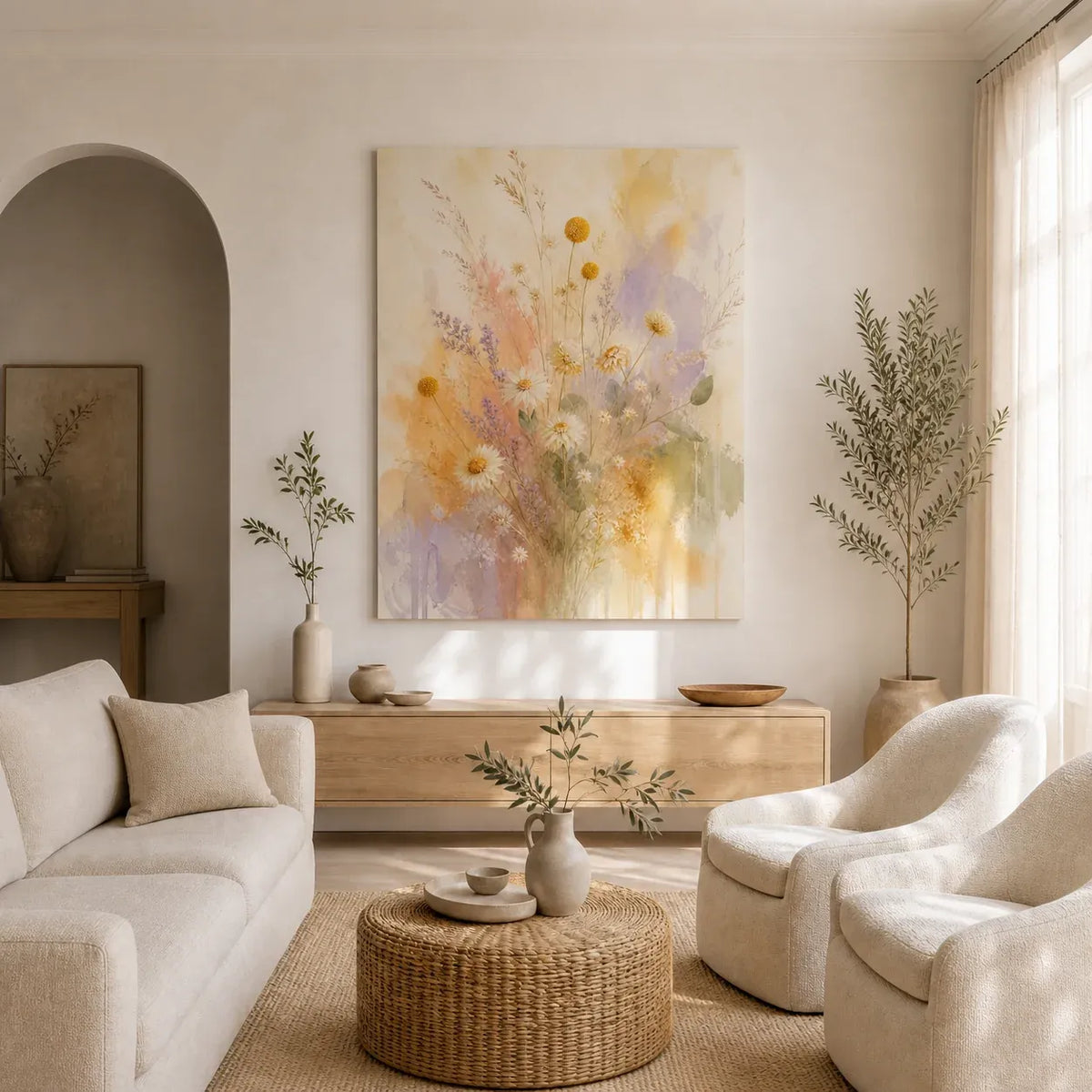 Wildflower Veil Stretched Canvas Wall Art - Portrait - 40W x 50H cm