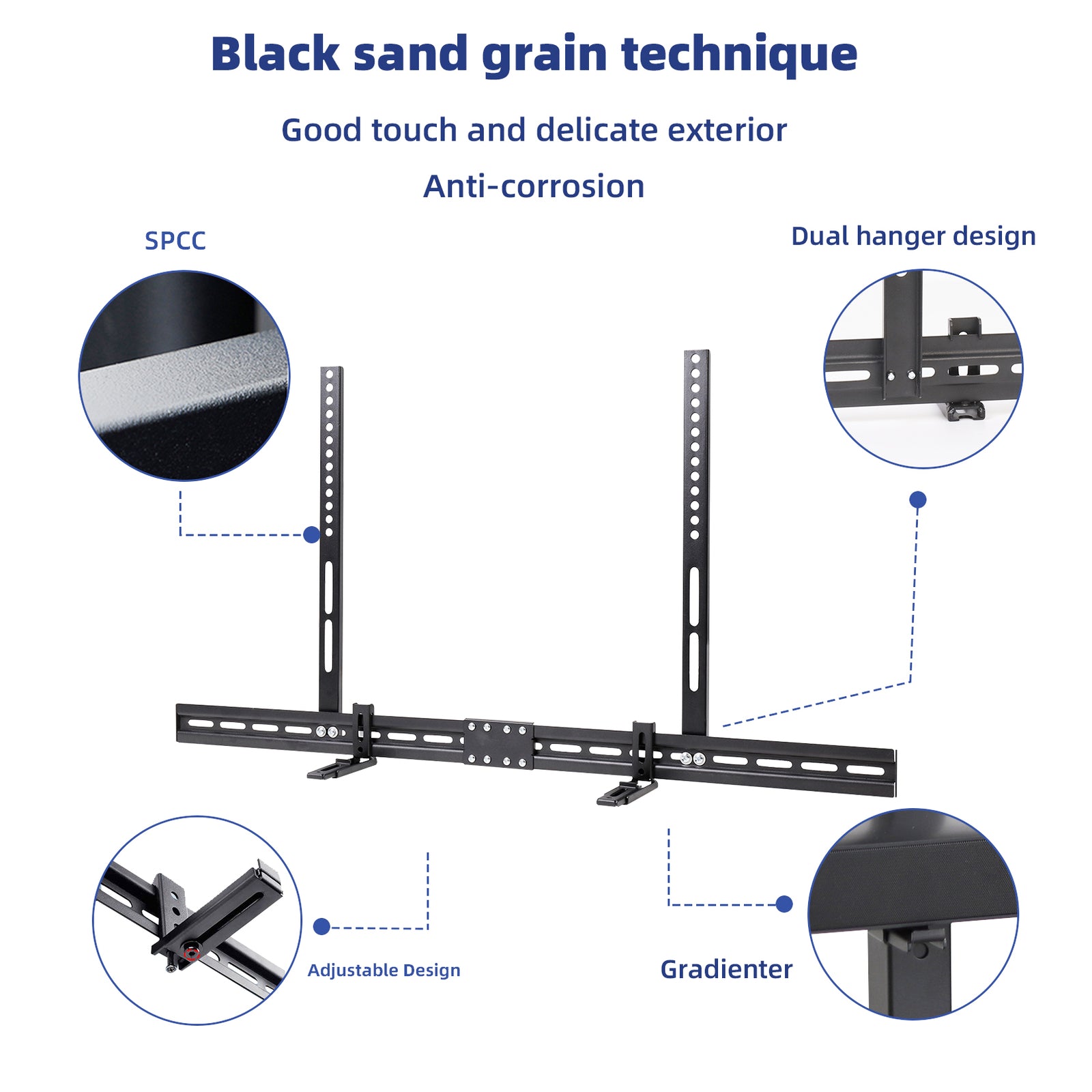 Screens & Stands: Universal Adjustable TV Soundbar Bracket Soundbar Mount Holder Wall 2Way Install