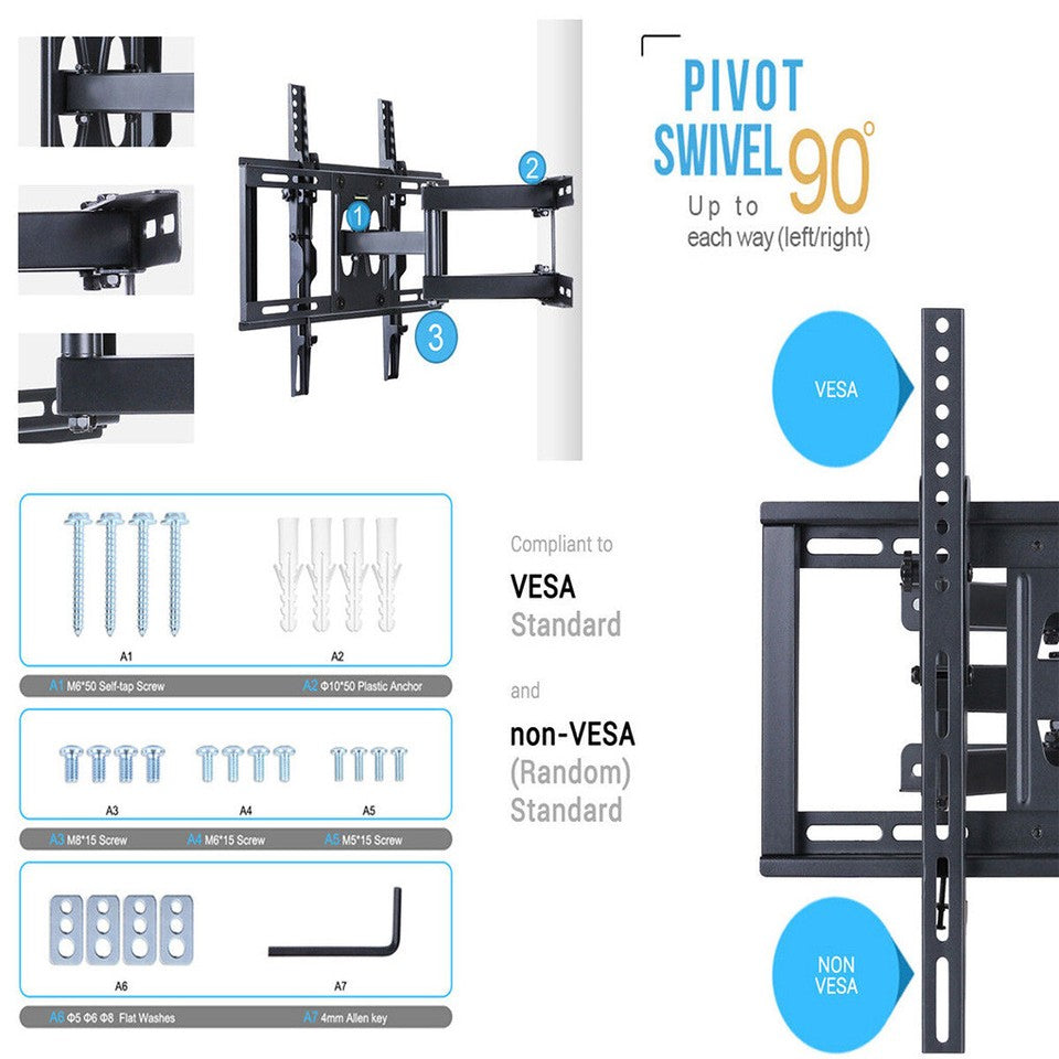 TVs & Accessories: Tilt & Swivel Dual Arms TV Mount Cantilever Wall Bracket 40 46 50 55 56" LCD LED