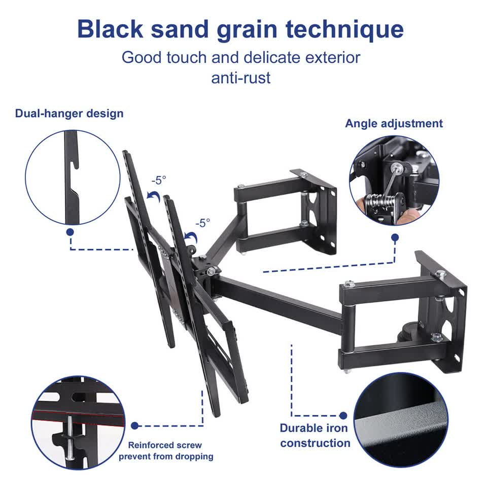 32-65" Large Extendable Strong TV Mount Wall Bracket For Most Corner Wall Angle