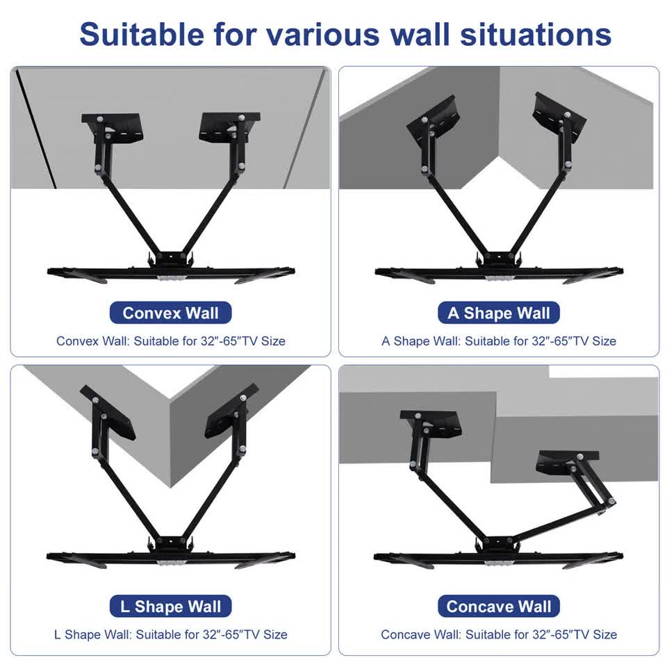 32-65" Large Extendable Strong TV Mount Wall Bracket For Most Corner Wall Angle
