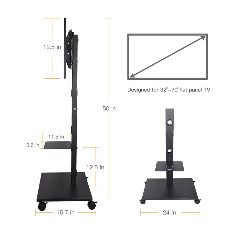 Screens & Stands: Home Theatre/ School Display Stand Mobile Tv Trolley Floor Stand Bracket 32-70"