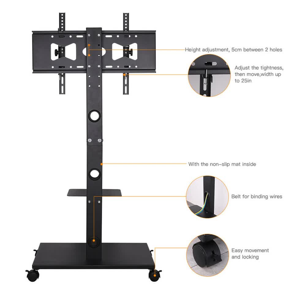 Screens & Stands: Home Theatre/ School Display Stand Mobile Tv Trolley Floor Stand Bracket 32-70"