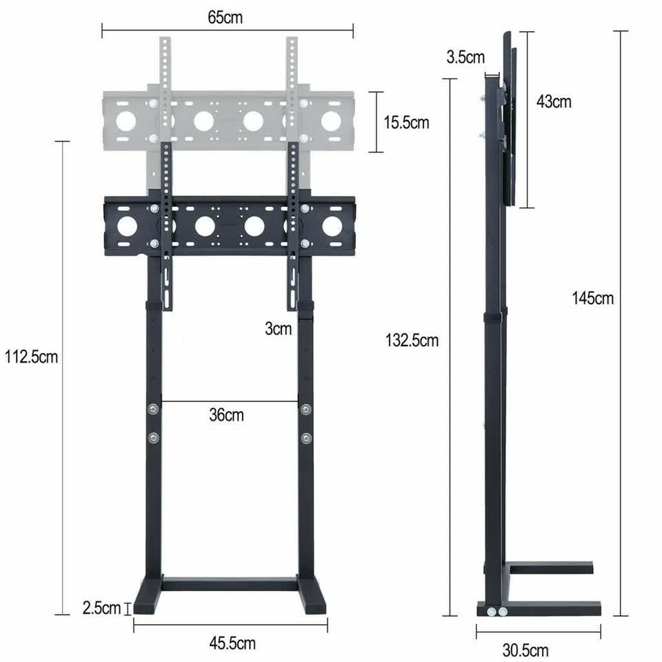 Screens & Stands: Double Pole Adjustable Tv Cart Floor Stand Mount For 32 to 65Inch