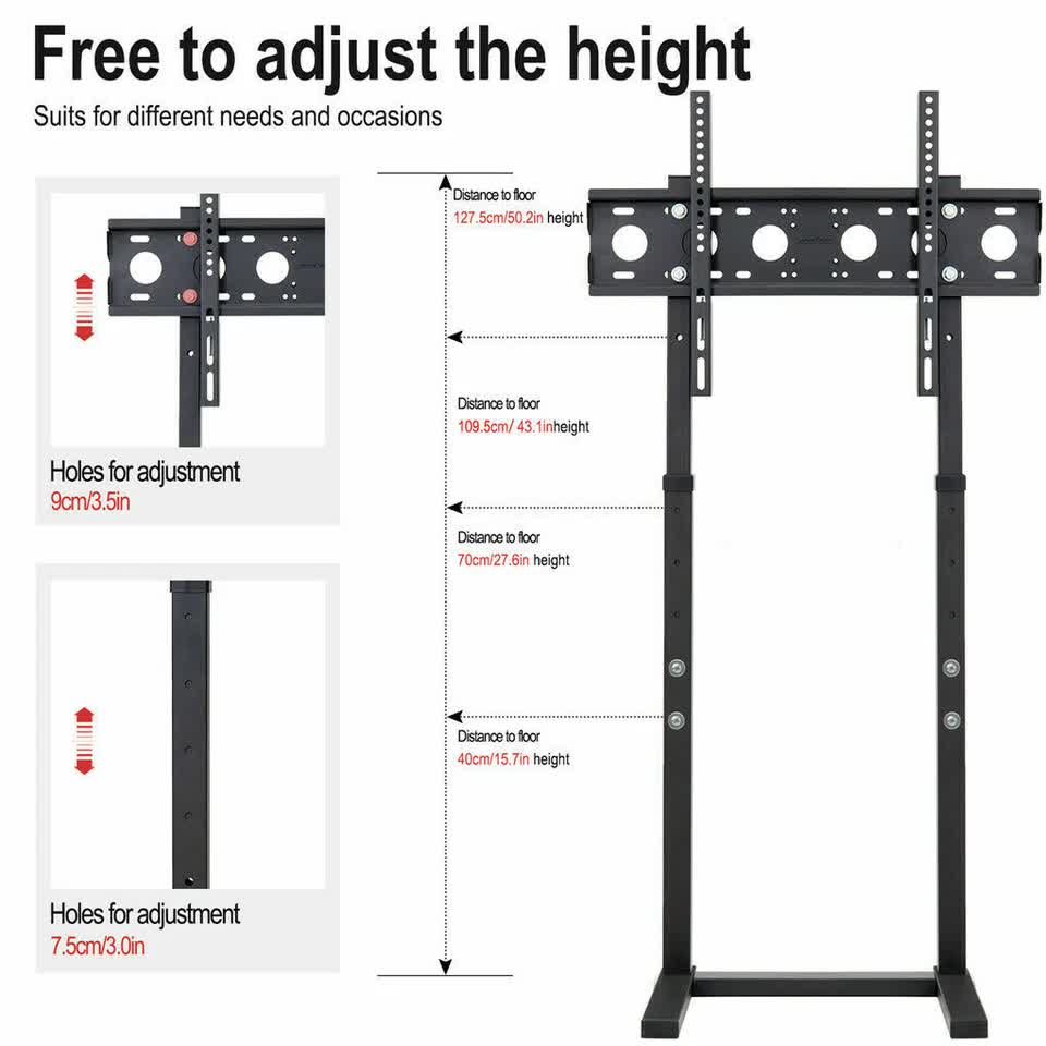 Screens & Stands: Double Pole Adjustable Tv Cart Floor Stand Mount For 32 to 65Inch