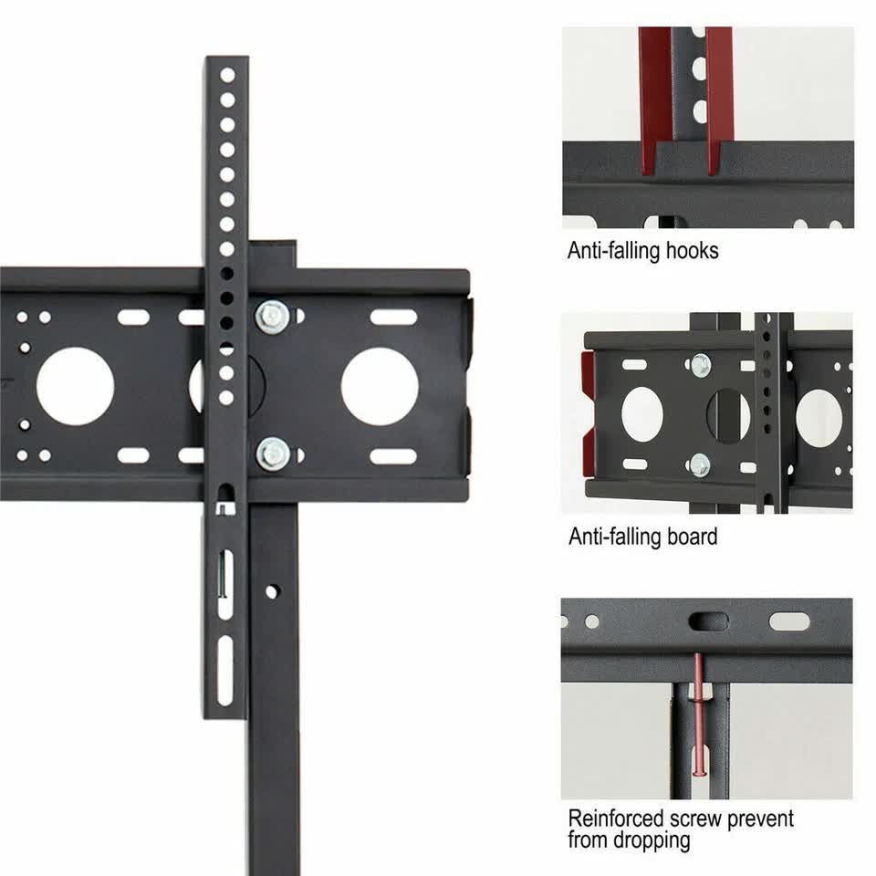 Screens & Stands: Double Pole Adjustable Tv Cart Floor Stand Mount For 32 to 65Inch