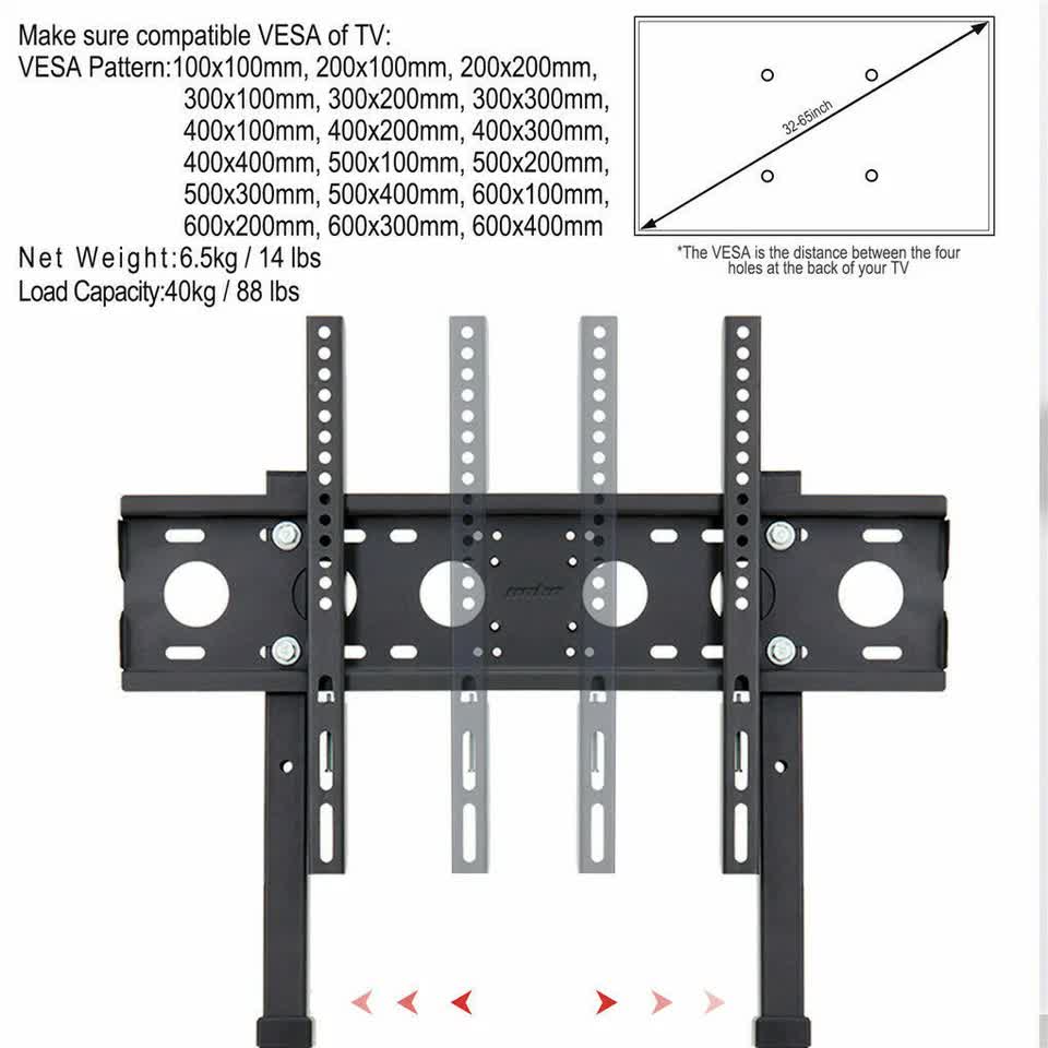 Screens & Stands: Double Pole Adjustable Tv Cart Floor Stand Mount For 32 to 65Inch