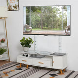 Screens & Stands: White Adjustable Free Standing TV Stand with Cable Management for TVs Size 32-100inch