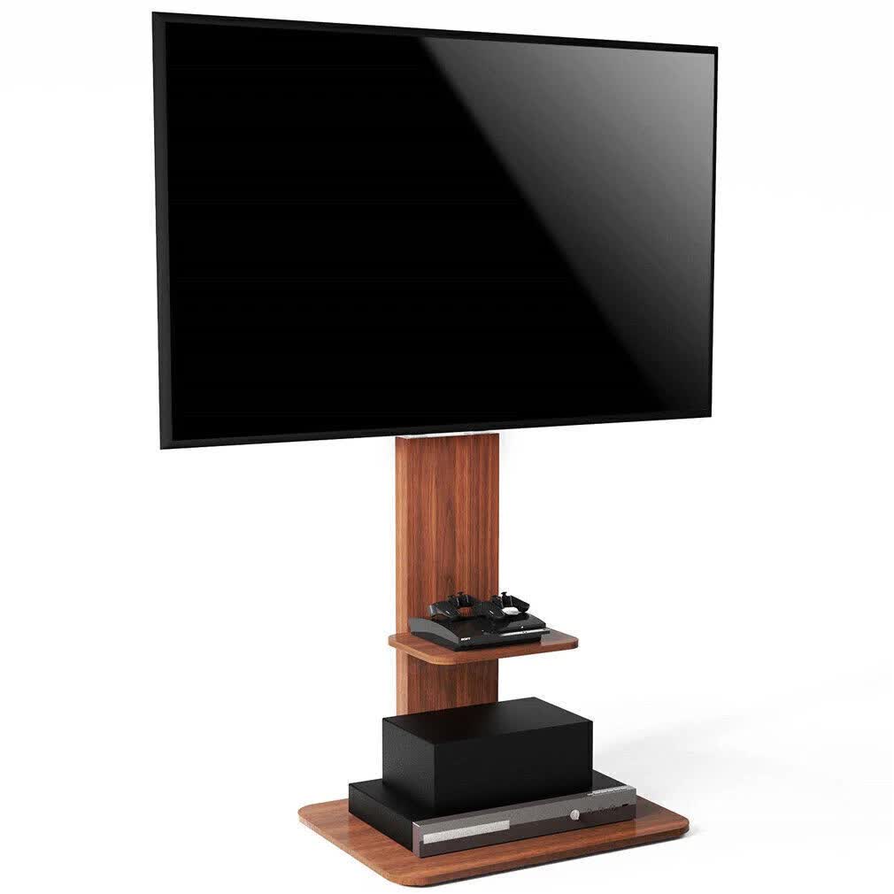 32"-65" Tv Floor Stand Adjustable Corner Tv Mount Bracket With Sturdy Wood Base
