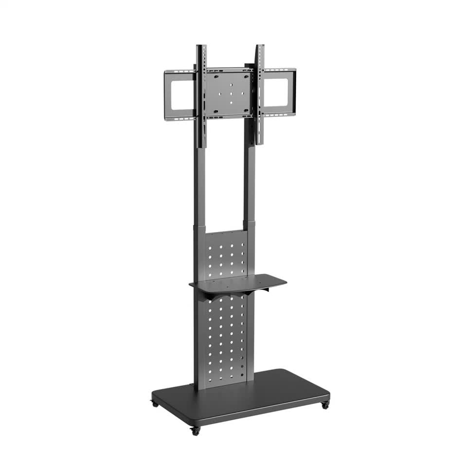 Screens & Stands: Heavy Duty Tv Floor Stand On Wheels 32''-65'' Rolling Tv Cart Height Adjustable