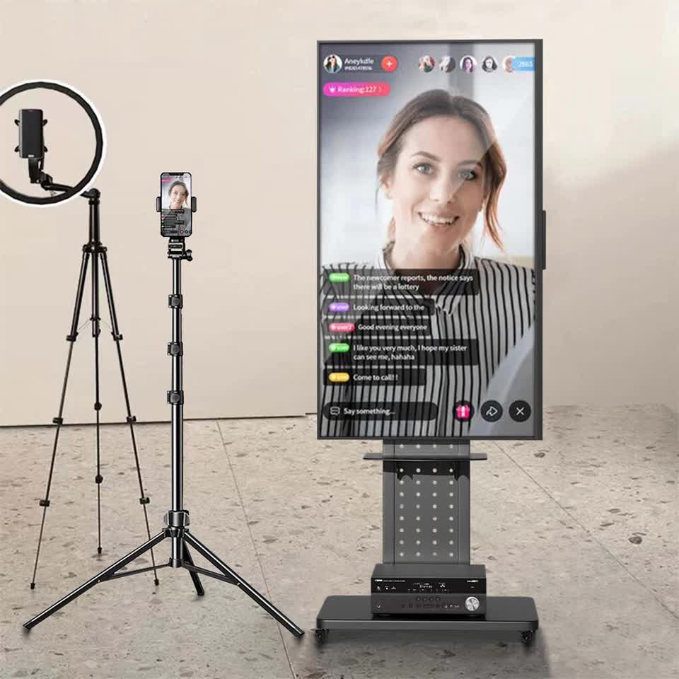 Screens & Stands: Heavy Duty Tv Floor Stand On Wheels 32''-65'' Rolling Tv Cart Height Adjustable