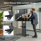 Screens & Stands: Heavy Duty Tv Floor Stand On Wheels 32''-65'' Rolling Tv Cart Height Adjustable