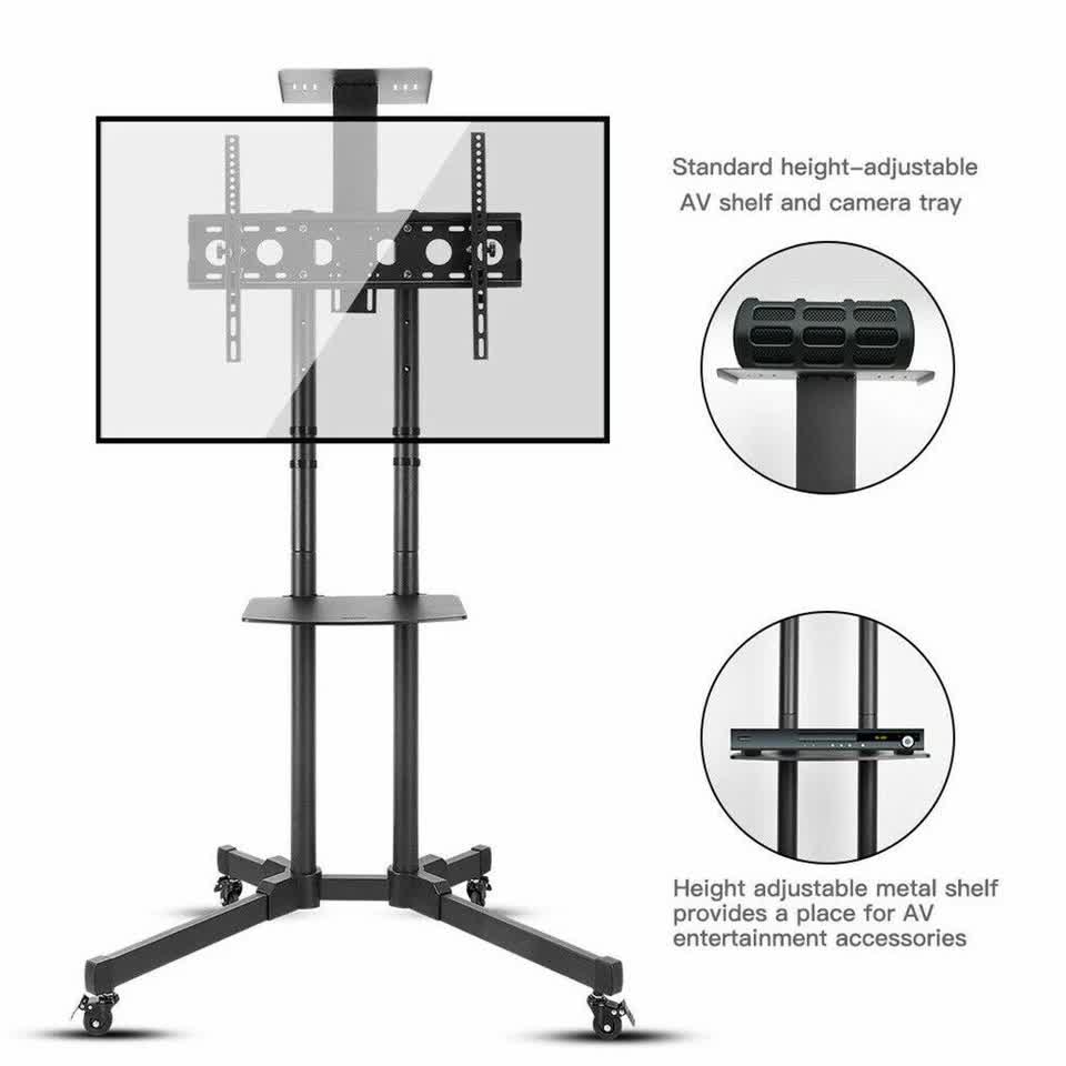 TVs & Accessories: 32-70" Rolling Tv Stand Mount W Dvd Storage Top Shelf Tv Bracket Trolley Casters