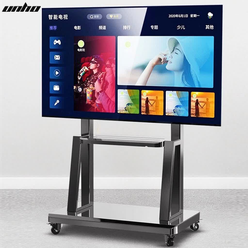 TVs & Accessories: Floor Tv Mount Stand Bracket Rolling For 32"-80" Screens Vesa 600X400 Hold 65Kg