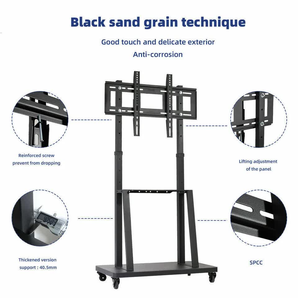 TVs & Accessories: Floor Tv Mount Stand Bracket Rolling For 32"-80" Screens Vesa 600X400 Hold 65Kg