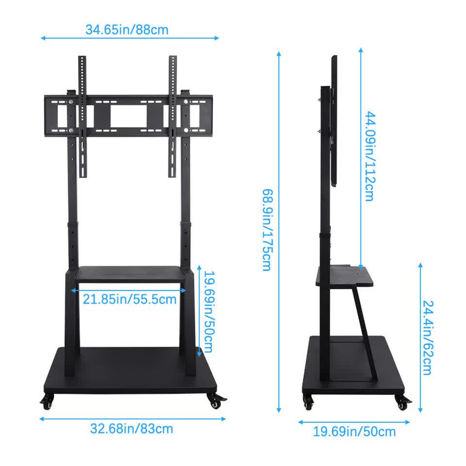 TVs & Accessories: 100" Heavy Duty Floor TV Stand TV Cart Trolley Height Adjustable Mount Bracket