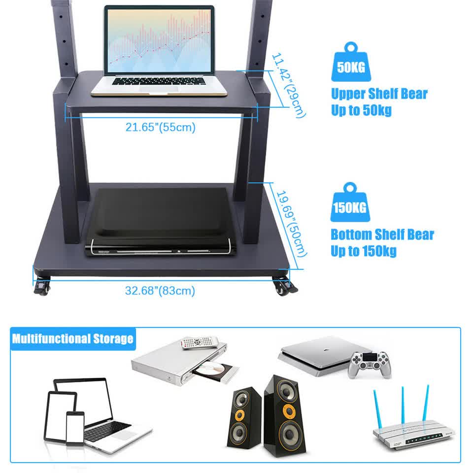 TVs & Accessories: 100" Heavy Duty Floor TV Stand TV Cart Trolley Height Adjustable Mount Bracket