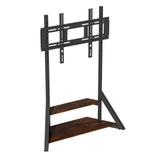 TVs & Accessories: 2 Tiers Rustic Wood Shelves Heavy Duty Universal Tv Floor Stand For 32-75 Inches