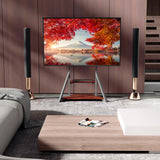 TVs & Accessories: 2 Tiers Rustic Wood Shelves Heavy Duty Universal Tv Floor Stand For 32-75 Inches