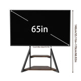 TVs & Accessories: 2 Tiers Rustic Wood Shelves Heavy Duty Universal Tv Floor Stand For 32-75 Inches