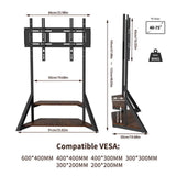 TVs & Accessories: 2 Tiers Rustic Wood Shelves Heavy Duty Universal Tv Floor Stand For 32-75 Inches