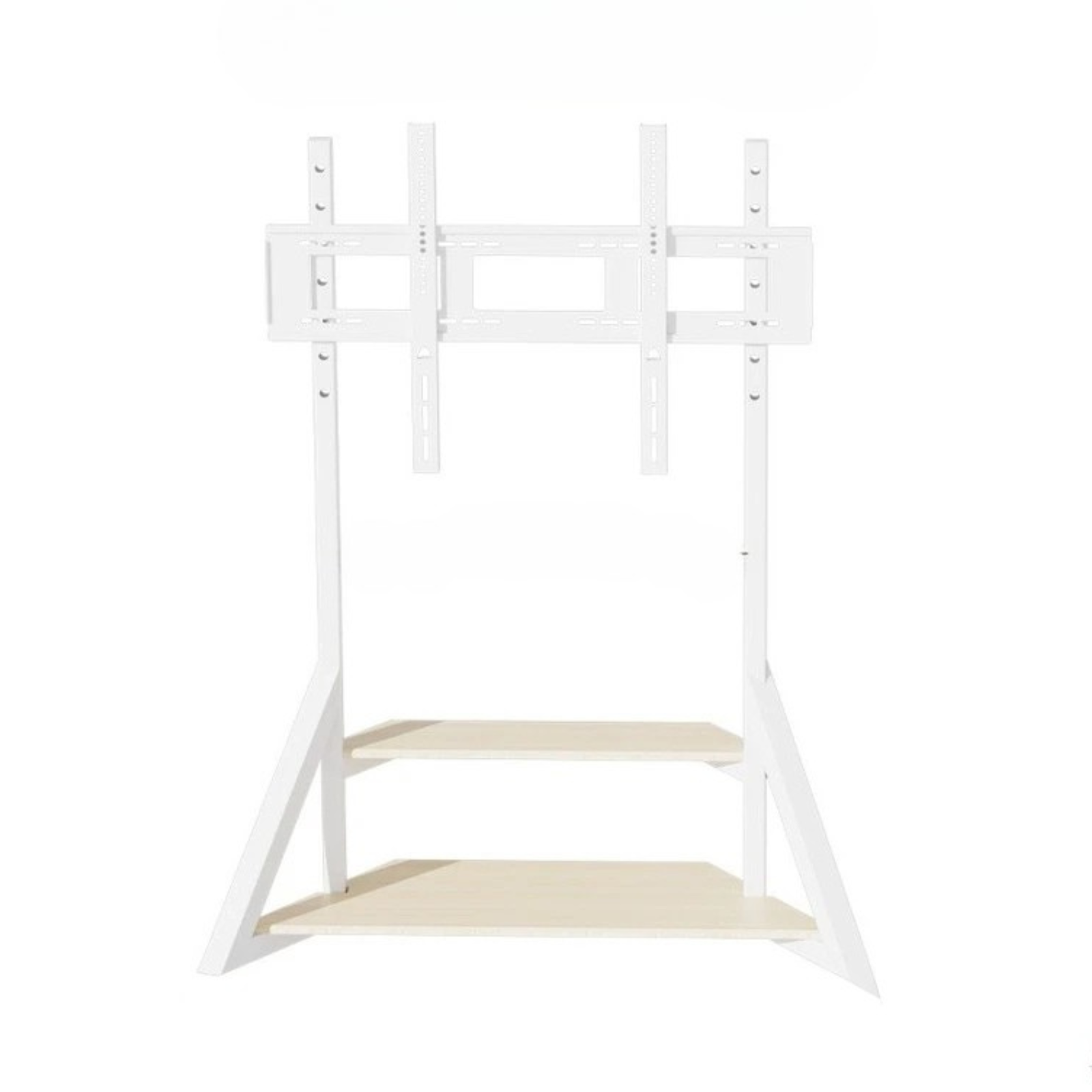 Screens & Stands: White Heavy Duty TV Floor Stand with 2-Tier Shelves for 65-100 Inch Large Screens