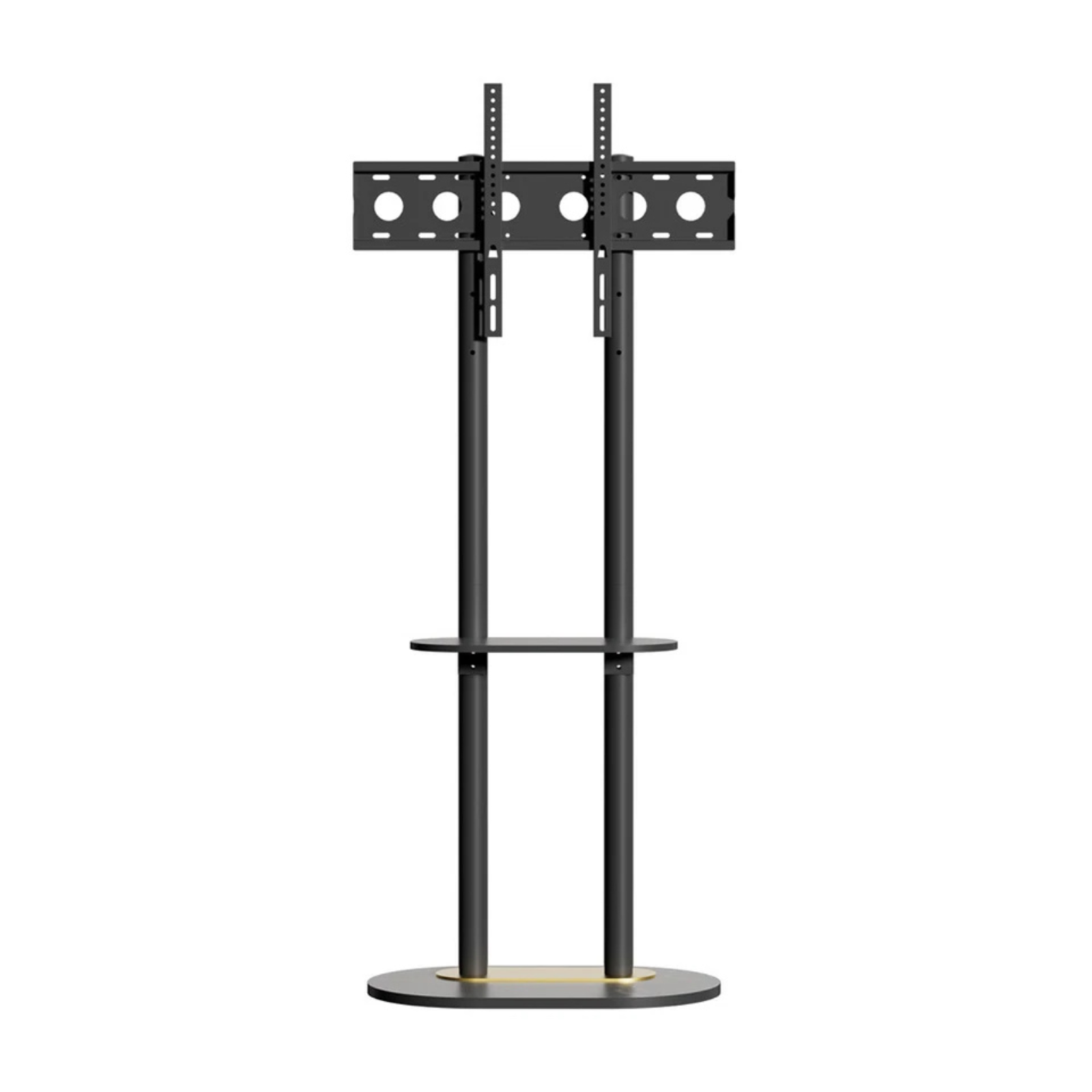 Screens & Stands: Black Free Standing TV Mount with Shelf and Premium Stone Base for Flat Screens
