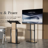 Screens & Stands: Black Free Standing TV Mount with Shelf and Premium Stone Base for Flat Screens