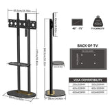 Screens & Stands: Black Free Standing TV Mount with Shelf and Premium Stone Base for Flat Screens