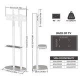 Screens & Stands: 38-75" Heavy Duty Floor Tv Stand W/ Marble Shelf Adjustable Height Mount Bracket