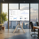 Screens & Stands: FIN 32-75 Inch Swivel Tripod TV Stand Stable Wooden Legs TV Mount with Marble Shelf