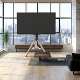 Screens & Stands: FIN 32-75 Inch Swivel Tripod TV Stand Stable Wooden Legs TV Mount with Marble Shelf