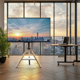 Screens & Stands: FIN 32-75 Inch Swivel Tripod TV Stand Stable Wooden Legs TV Mount with Marble Shelf
