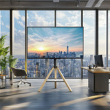 Screens & Stands: FIN 32-75 Inch Swivel Tripod TV Stand Stable Wooden Legs TV Mount with Marble Shelf