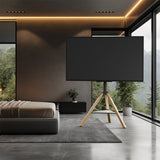 Screens & Stands: FIN 32-75 Inch Swivel Tripod TV Stand Stable Wooden Legs TV Mount with Marble Shelf