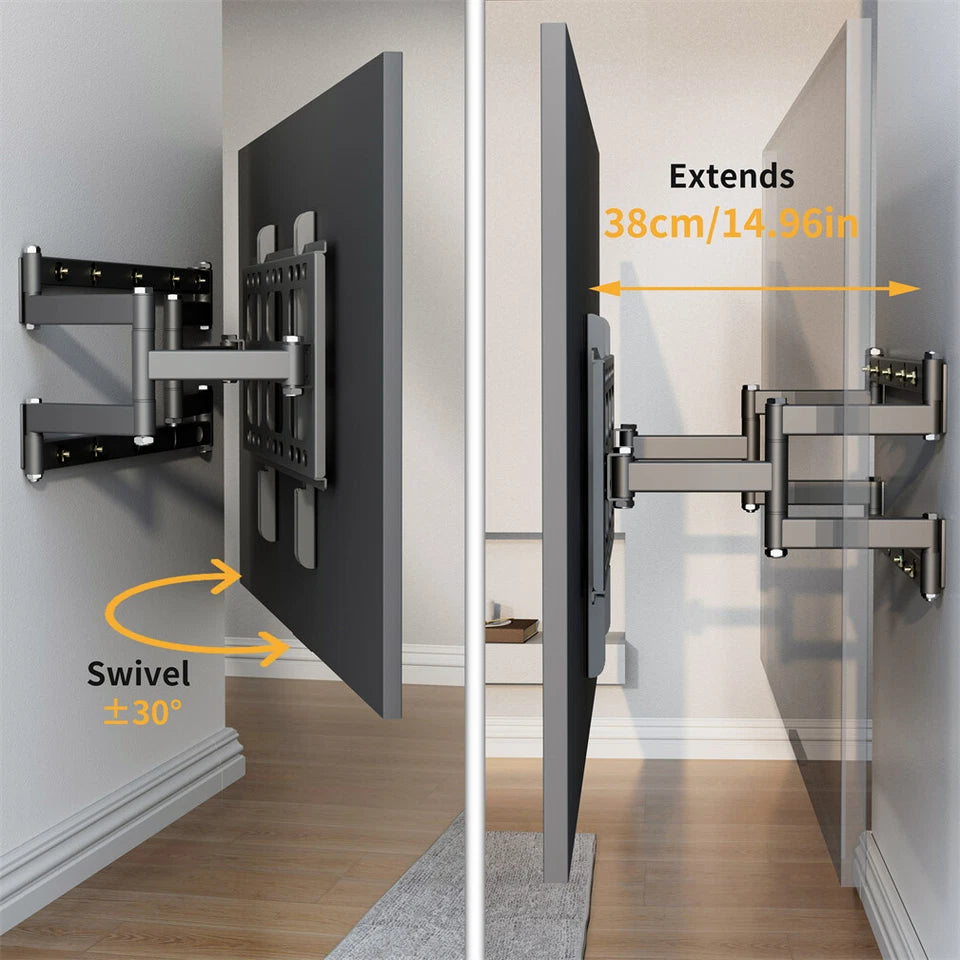 Screens & Stands: Black Heavy-Duty Swivel TV Wall Mount With Articulating Arm Support
