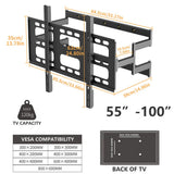 Screens & Stands: Black Heavy-Duty Swivel TV Wall Mount With Articulating Arm Support