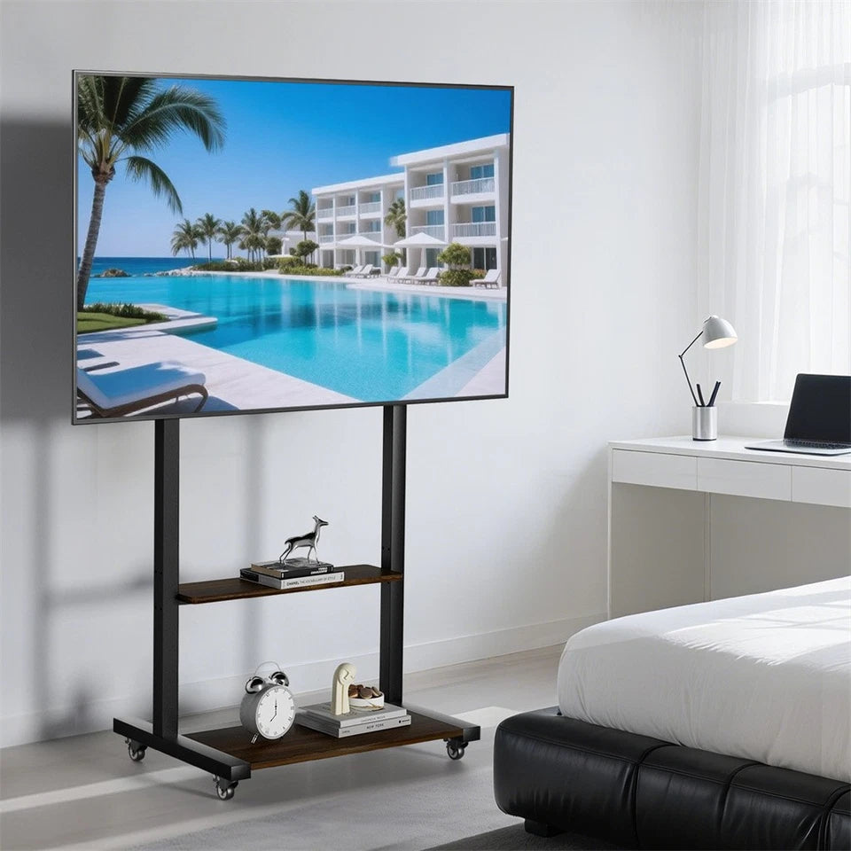 Screens & Stands: Adjustable Rolling TV Stand for 40 to 86 Inch Screens with Shelves