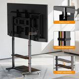 Screens & Stands: Adjustable Rolling TV Stand for 40 to 86 Inch Screens with Shelves