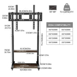 Screens & Stands: Adjustable Rolling TV Stand for 40 to 86 Inch Screens with Shelves