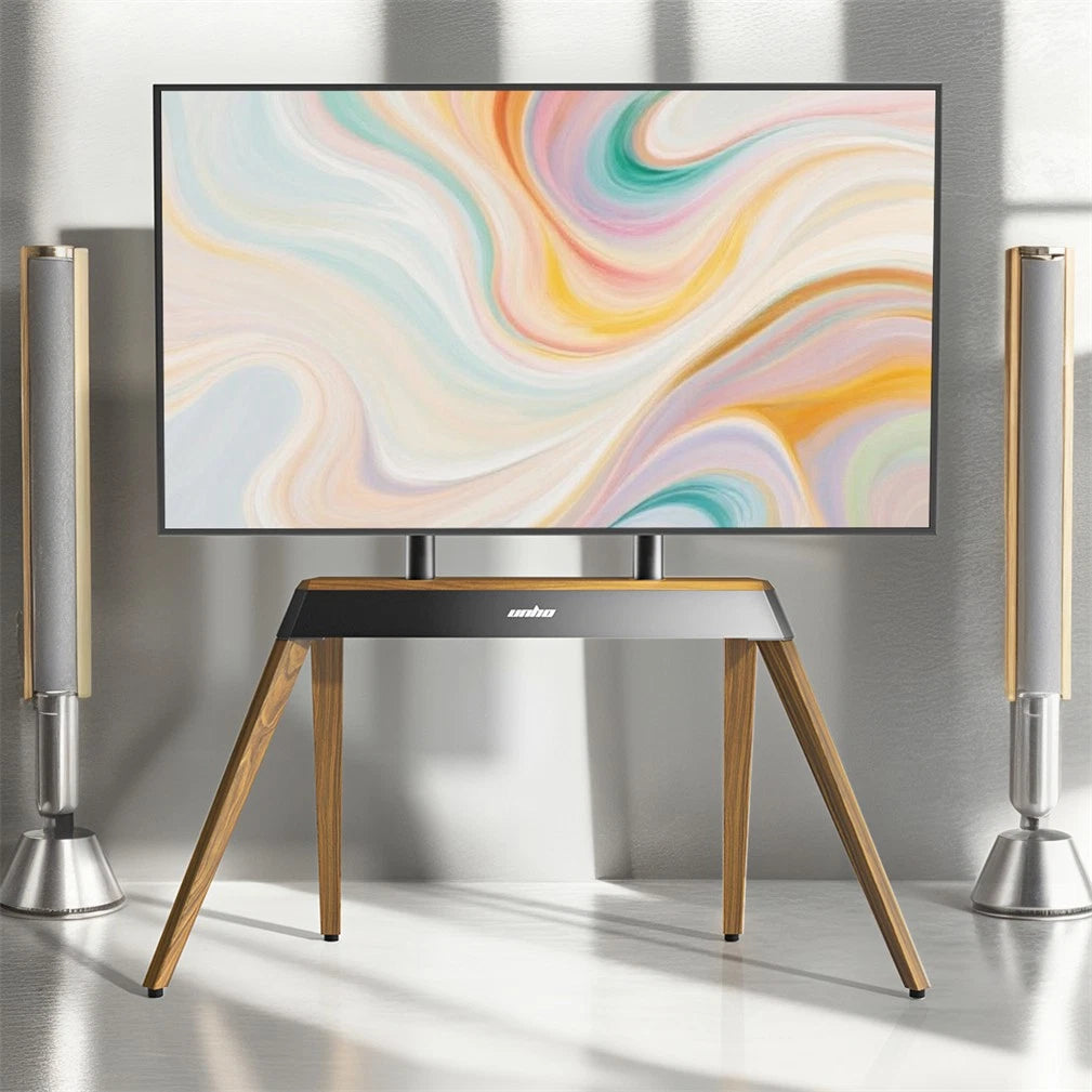 Screens & Stands: 40-86 Inch Large Modern TV Floor Stand Mount - Height Adjustable LED LCD OLED Display Bracket with Trapezoidal Frame