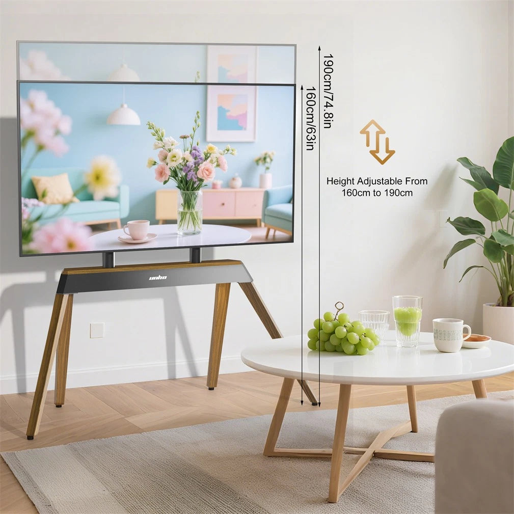 Screens & Stands: 40-86 Inch Large Modern TV Floor Stand Mount - Height Adjustable LED LCD OLED Display Bracket with Trapezoidal Frame