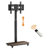 Screens & Stands: 37-75 Inch Electric Height Adjustable Rolling TV Stand - Motorized Floor Mount with Remote Control, Shelf & Lockable Wheels