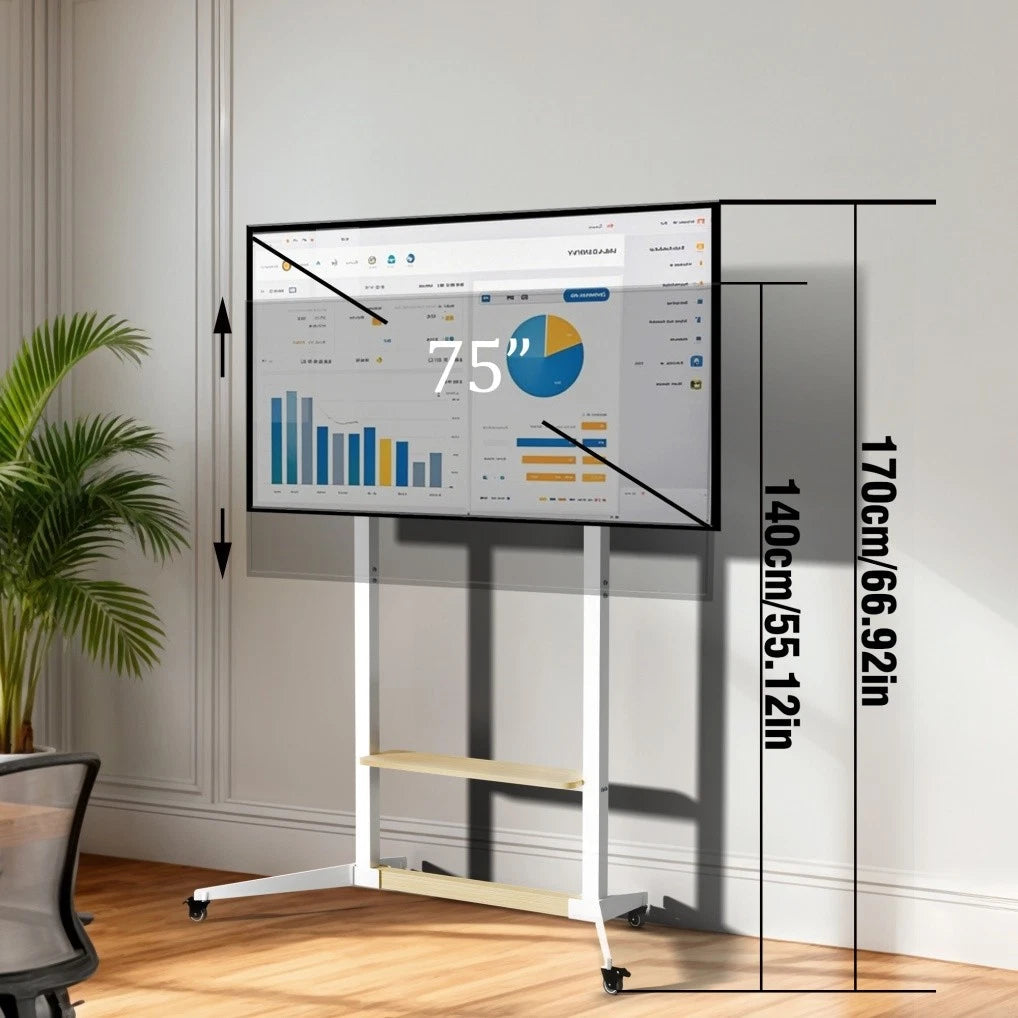 Height Adjustable Steel TV Stand on Wheels - Heavy Duty Mobile Floor Mount Cart for 40ï¿½100 Inch TVs, 100kg Capacity